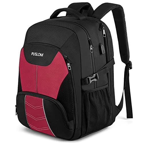 Extra Large Backpack for Women 55L,18.4Inch Travel Laptop Rucksack with USB Charging Port Business Flight Approved Carry On Backpack,TSA Big Capacity Heavy Duty Computer Bag College School Bookbag,Red