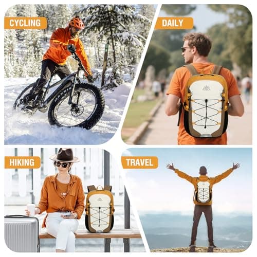 GES Multi-Functional 30L Hiking Backpack with Rain Cover, Durable Hiking Rucksack for School, Work, Camping, Trekking, Cycling & Outdoor Sports (Khaki) — view 6