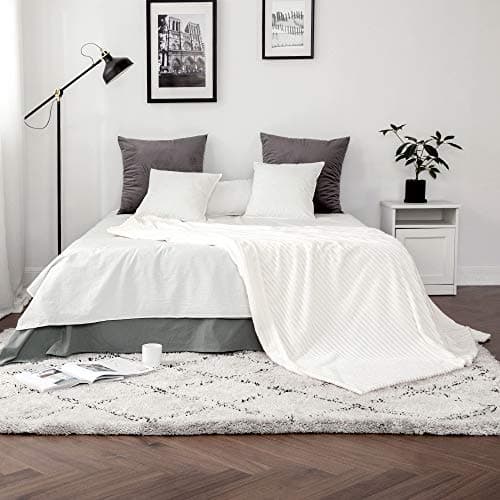 MIULEE Flannel Fleece Throw Blankets Soft Warm Comfortable Throws for Sofa Corduroy Fluffy Blanket Bed Throw for Bedroom Couch Travel Kids Bedroom Accessories 50x60Inch Beige — view 5
