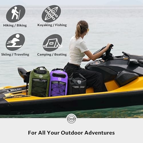 STOVER 5/10/25/30/40L Waterproof Dry Bag- Roll-Top Backpack w/Phone Case- Kayaking, Hiking, Camping, Boating- Men/Women — view 6