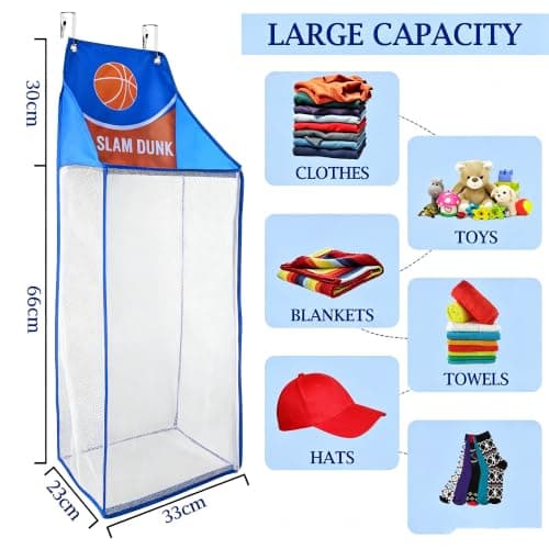 SYVOFOX 2 Pack Hanging Basketball Laundry Baskets，Over Door Washing Bags — view 4