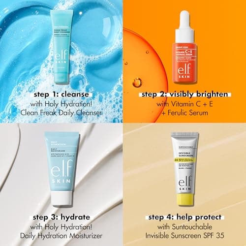e.l.f. SKIN Wake the e.l.f. Up Skincare Kit, Travel-Size Hydrating Face Cleanser, Sunscreen, Moisturizer & Brightening Serum, Vegan & Cruelty-Free — view 4