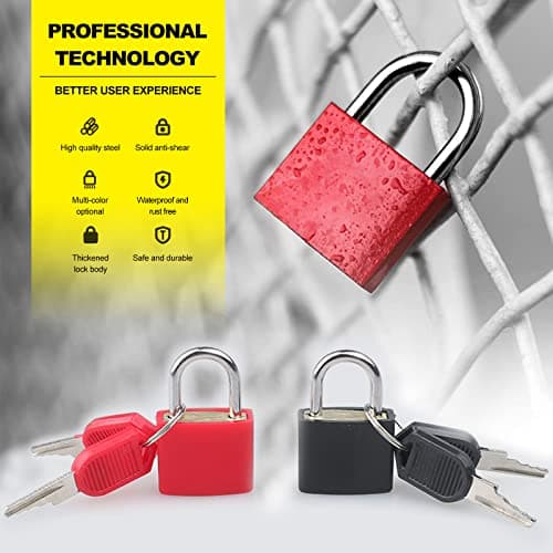 Suitcase Locks with Keys, 5pcs Colored Small Suitcase Luggage Padlocks with Keys Metal Travel Padlocks for Luggage Lock Backpack Gym Locker Laptop Bag Multicolor — view 6
