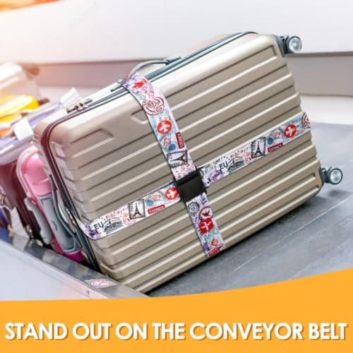 Adjustable Travel Luggage Strap Suitcase Belt Travel Bag Accessories 1.96 in W x 6.23 ft L (2 Pack-Journey) — view 4