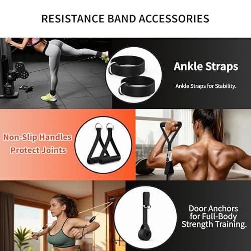 Resistance Bands with Handles for Working Out, 5-Level Stackable 150lbs Set — view 5