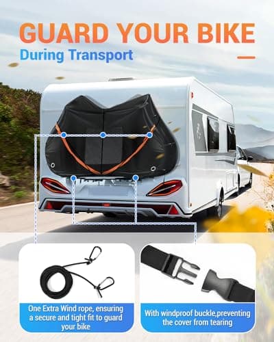 SUPAREE 2 Bikes Bicycle Cover Storage Outdoor Folding Bike Cover Waterproof Bike Covers for Transport 2 Bikes 420D Oxford Heavy Duty for Motorhome Car Hitch Travel Camping Transportation — view 5