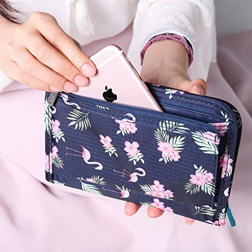 ManKn Family Passport Holder Document Organizer, Waterproof Flamingo Print Travel Wallet Purse Ticket Credit ID Card Cash Pouch Holiday Money Bag for Men Women — view 5