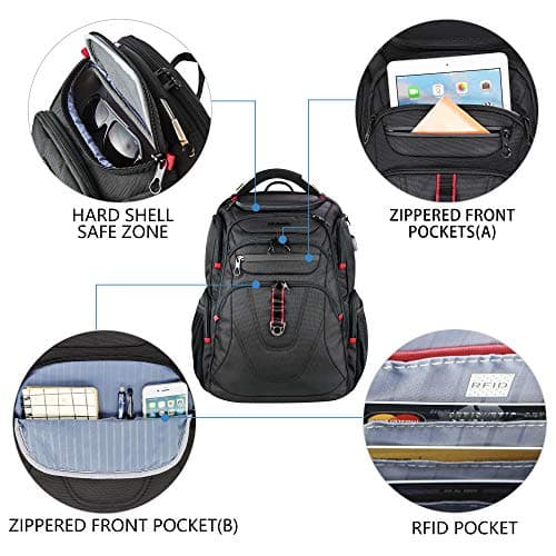 KROSER Laptop Backpack 17.3 Inch Computer for Men/Women-Black — view 5