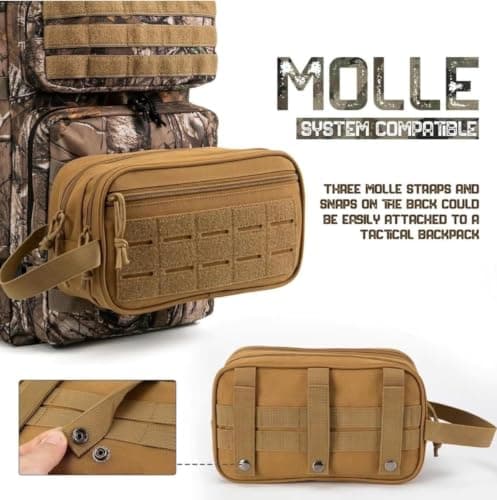 Pine shine Tactical Toiletry Bag for Men with MOLLE System, Water Resistant Dopp Kit Travel Organizer, Large Capacity Hanging Wash Bag with Compartments for Shaving, Camping, Gym & Travel Accessories — view 6
