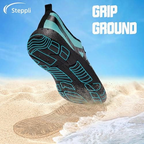 Steppli Water Shoes Beach Swim Pool Sea Surf Aqua Breathable Weitsuit Non Slip Lightweight Shoes for Men Women Turquoise EU38=UK5 — view 6