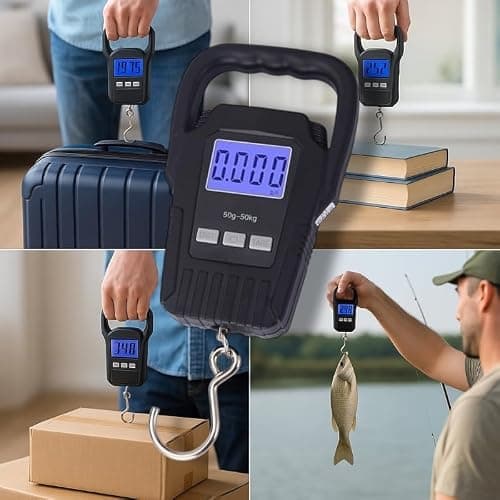 Digital Hanging Scale with LCD Display, 50kg/110lb Capacity, Backlit Screen, Luggage Scale/Fish Scale (2 x AAA Batteries Excluded) — view 4