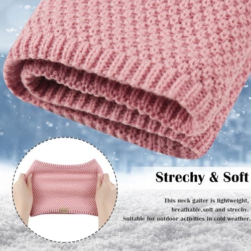 HYUET Winter Fleece Lined Neck Warmer - Thermal Double Layer Windproof Infinity Scarf for Men & Women, Thickened Knitted Snood for Skiing, Motorcycle, Cycling & Outdoor — view 4