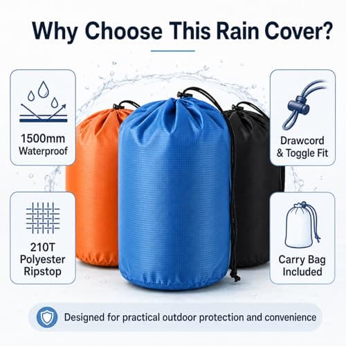 Rucksack Rain Covers, Drawstring Storage, Orange, Blue And Black, 3-Pack — view 2