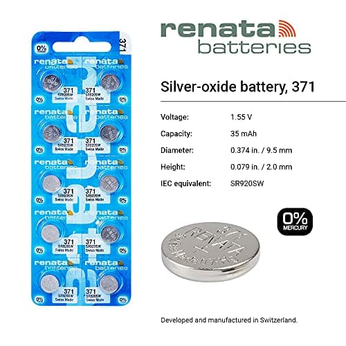 Renata #371 Silver Oxide Battery - 5 Pack — view 2