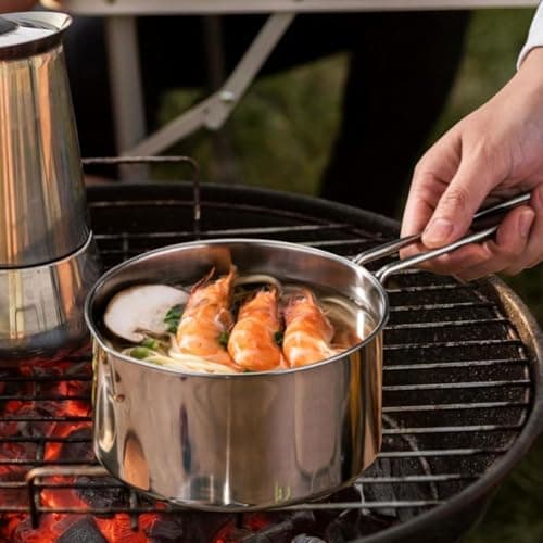 Durlo 1000ml Stainless Steel Camping Pot – Lid/Folding Handle/Pour Spout, W/Storage Bag (Outdoor Hiking) — view 5