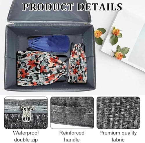 Doukesh Storage Box with Lock, Storage Boxes With Lids Fabric,Combination Lock Box, Fabric Closet Organizer for Clothes, Jeans, T-shirts, Quilts, Sweater (45x35x26cm) — view 3