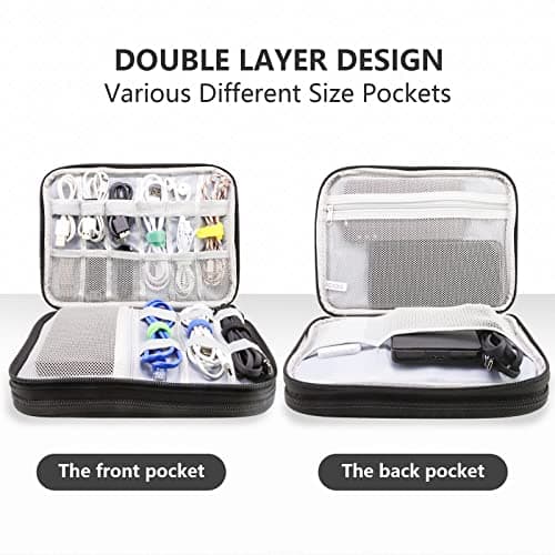 Teskyer Travel Cable Organiser Bag, Travel Essential, Black — view 5