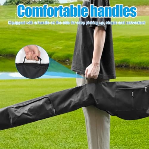 TEUYOE Foldable Golf Club Travel Bag, Golf Club Carrier Bag with Zipper for 8-10, Small Lightweight Portable Golf Carry Bag Waterproof for Women, Men, Black — view 5