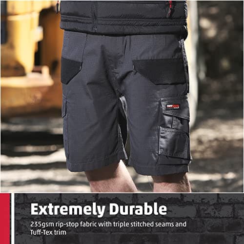 TuffStuff 827 Elite Mens Multi Tool Holster Pocket Heavy Duty Cargo Work Shorts Combat Trousers (34", Grey) — view 4