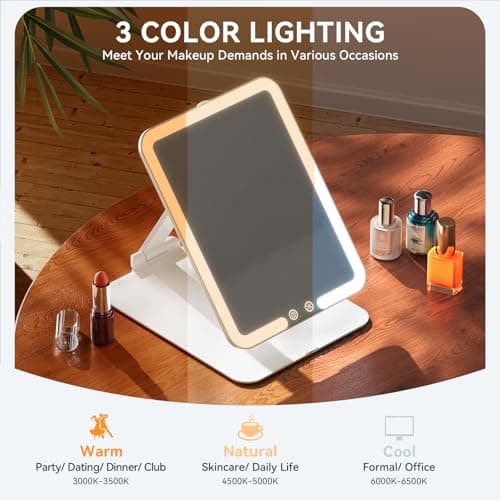 Auxmir Rechargeable Makeup Mirror, Portable LED Travel Mirror with Light — view 3