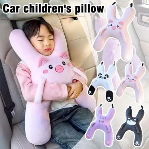 Car Pillow for Kids, H-shaped Neck And Back Comfort, Cozy Neck Head Support Sleeping Headrest for Travel, Hands & Seat Belt Slot, Washable And Compressible, Perfect for Car,Plane,Train,Boat & More — view 5