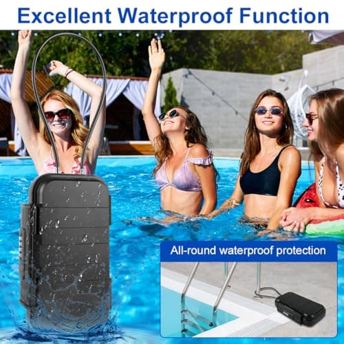 Flintronic Portable Safe Box with Code, Combination Security Case Lock Box, Waterproof Anti-Theft Mini Travel Safe, Portable Lock Box with Removable Wire Rope for Beach, Cars, Office, Vacation — view 5