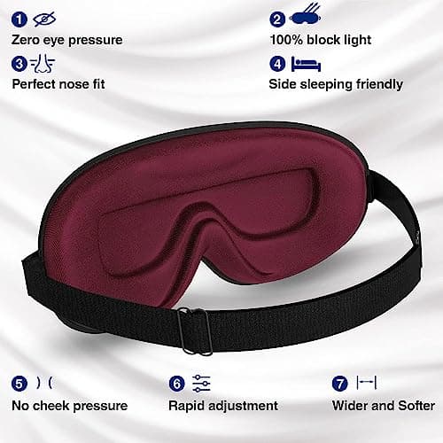 Pack of 2 Sleep Mask, Eye Mask for Sleeping, Eye Mask,100% Blackout Sleeping Masks, Sleep Masks for Women & Men, Zero Pressure Sleep Eye Masks with Adjustable Strap, Travel Essentials, 3D Sleep Masks — view 4