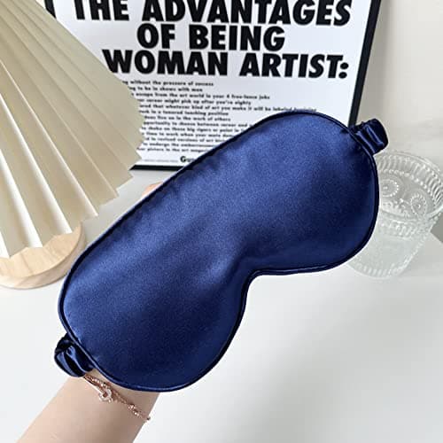 Sleep Mask 100% Mulberry Silk Eye Mask, Blinder for Total Blackout & Zero Pressure,Eye Mask for Sleeping with Travel Pouch & 2 Ear Plugs for Side Sleepers, Men & Women(Blue) — view 6