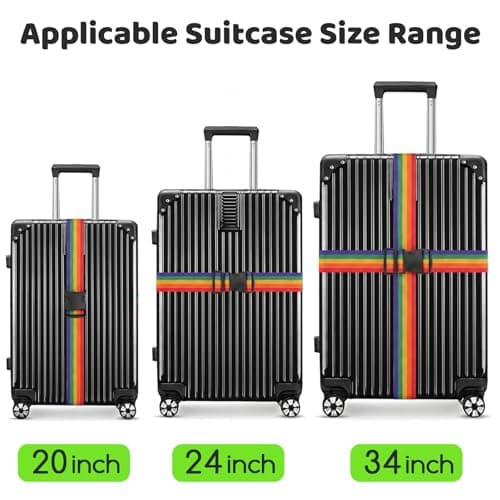 WISYOK Luggage Straps Extended, 2 Pack, 130-250cm Adjustable, Rainbow — view 3
