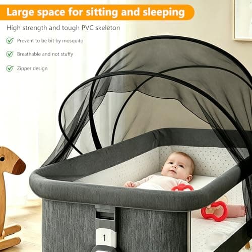 Fine Mesh Cot Mosquito Net with Zipper for Kids Travel Crib, 60×105CM — view 2
