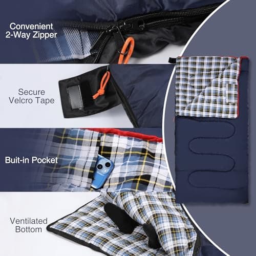 REDCAMP Extra Large Thick Flannel Sleeping Bag for Adult Winter,4lbs Nlue — view 6