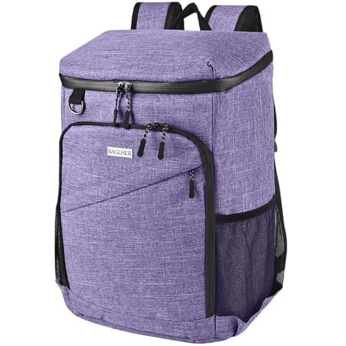 BAGLHER Cooler Backpack 30 Cans - Insulated Leakproof Waterproof Backpack Cooler, Lightweight Portable for Camping, Beach, Hiking, Purple