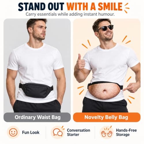 Funny Fanny Pack for Men Cute Realistic Prop Waist Pouch Purse, Funny Bag，B — view 5