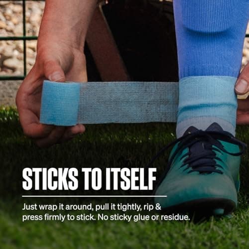 SPORTTAPE Football Sock Tape - 2 Rolls, 5cm x 4.5m, Sky Blue, Self-Adhesive — view 2