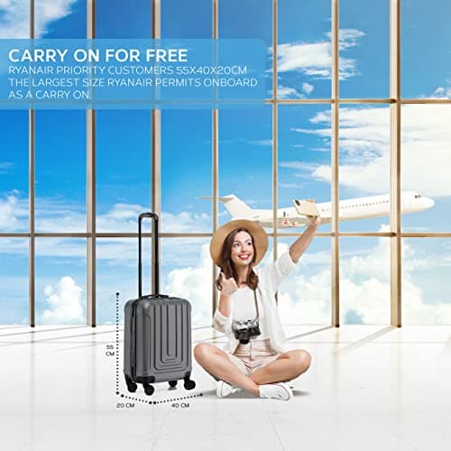 Flight Knight Premium Hard Shell Lightweight Cabin Suitcase - 8 Spinner Wheels - Built-in TSA Lock & USB Port - Luggage Approved for Over 100 Airlines Including Ryanir (Priority) - 55x40x20cm — view 2