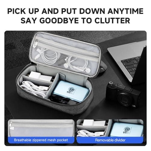 Teskyer Travel Tech Pouch, Protable Cable Organiser Bag, Electronics Accessories Travel Organizer Case for Cable Charger Earphone Power Bank Hard Drive - Dark Grey — view 6