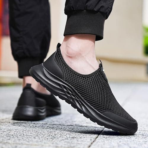 Men Summer Mesh Breathable Hiking Shoes Comfortable Walking Shoes Outdoor Travel Shoes Fashion Casual Sports Shoes Mens Lite Adapt 3 Sneaker Athletic Slip on Shoe (Black, 9) — view 4