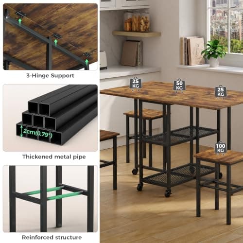 Mondeer Folding Space-Saving Dining Table and Chairs Set 4 — view 6