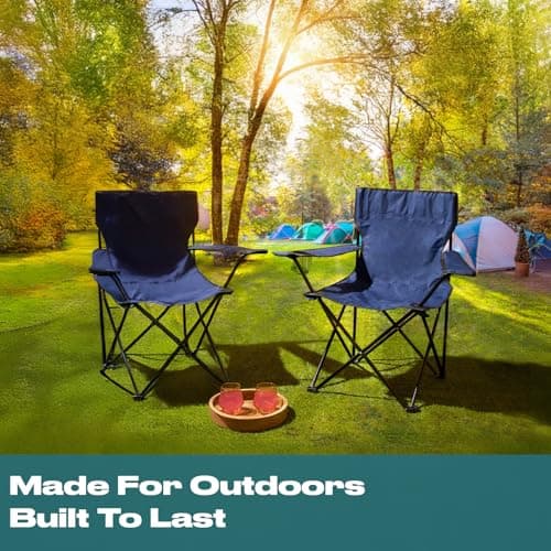 OHS Camping Chairs Set of 2, Foldable Camping Chair Outdoor Compact Portable Chairs Festival Garden Hiking Fishing Picnic Chair Sturdy Drinks Cup Holder, Navy — view 5
