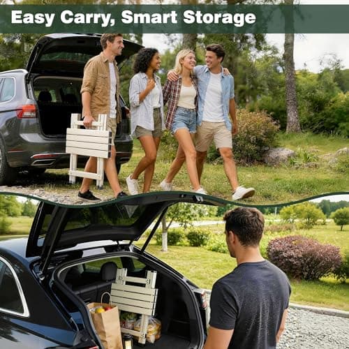 SUNNYFEEL Aluminium Folding Camping Table, Compact Lightweight Picnic Tables, Side End Table, Snack Table for Cooking,Beach,Hiking,Travel,Fishing, BBQ,Indoor Outdoor(Beige) — view 6