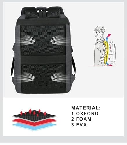 Flex Waterproof Laptop Backpack Business Bag Stylish College Rucksack Fits 15.6 inch Laptop Multicompartment Bag for Men Women with USB portal and Trolley Sleeve Padded Shoulder Adjustable Belt Black — view 5