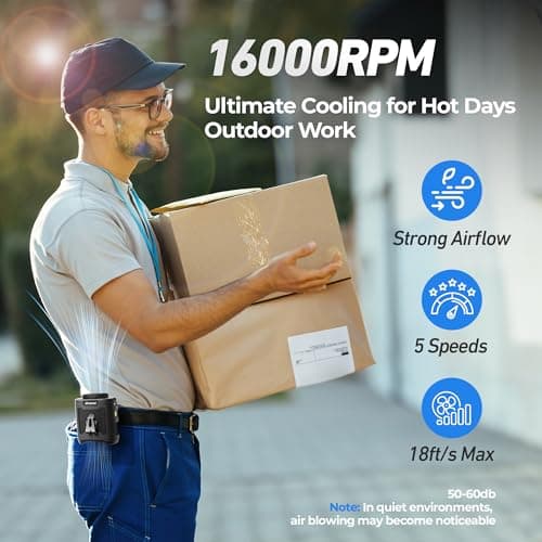 Amacool Portable Waist Fan Clip On,10000mAh Rechargeable Wearable Shirt fan — view 5