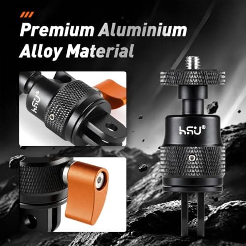 HSU 1/4" Screw Camera Mount Adapter with 360° Ball Head for Action Cameras — view 5