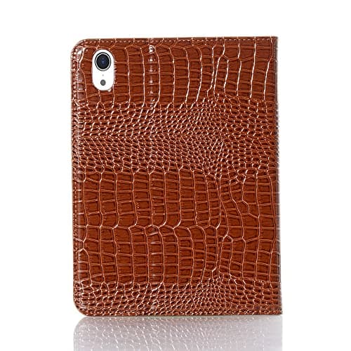 DMaos for iPad Mini 7th 6th Case, Crocodile Reflector Leather Stand Folio Case Smart Cover, Classic Fashion Protector for iPadMini 7/6 8.3 inch 2024/2021 - Brown — view 2