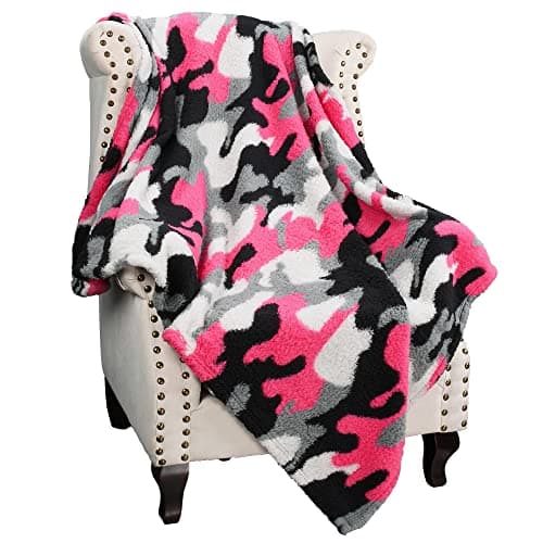 Catalonia Classy Camo Fleece Throw Blanket for Sofas, Lightweight Soft Warm Winter Couch Throw, Cozy Blanket Chair Single Bed, 150 x 130 cm Grey Camo