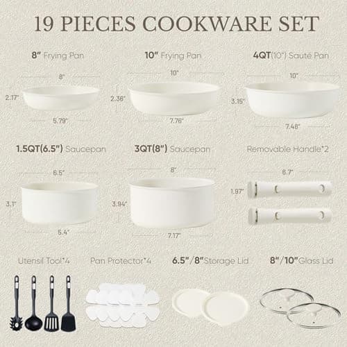 CAROTE 19pcs Pots and Pans Set Non Stick, Cookware Set Detachable Handle — view 2