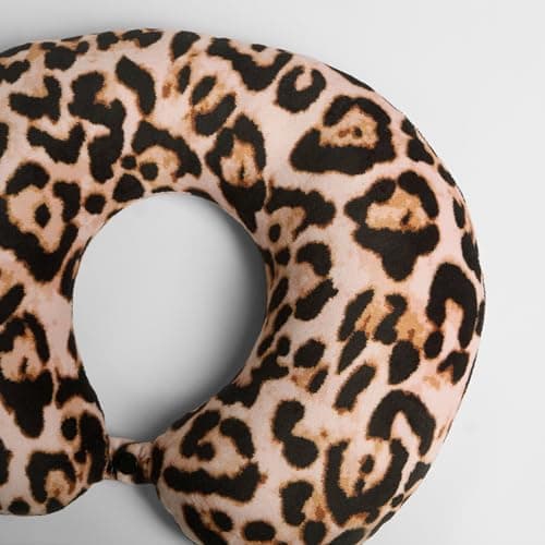 OHS Neck Pillow Leopard Print Travel Pillow, Soft Foam Neck Support Pillow Lightweight & Portable Support Cushion For Airplane Train Car, Natural-30x30cm — view 2