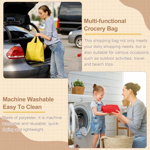 sourcing map 4 Pack Foldable Travel Bag with Handles, Lightweight Polyester Fabric Reusable Grocery Bags, Washable Shopping Tote Pouch for Women & Men Travel Beach Storage, Navy Blue — view 5