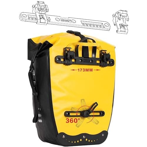 Rhinowalk Bike Pannier Bag Waterproof 25L Postman Saddle Bag Laptop Pannier Rack Bicycle Bag Professional Cycling Accessories-Yellow — view 5