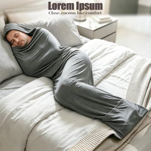 FANGCCC Sleep Pod, 360 Wrap Compression Sleep Sack with Hood and Foot Opening, Soft Breathable Wearable Sleeping Bag, Stretch Sleeping Pod, Wearable Blanket, Sensory Compression Blanket (S) — view 2